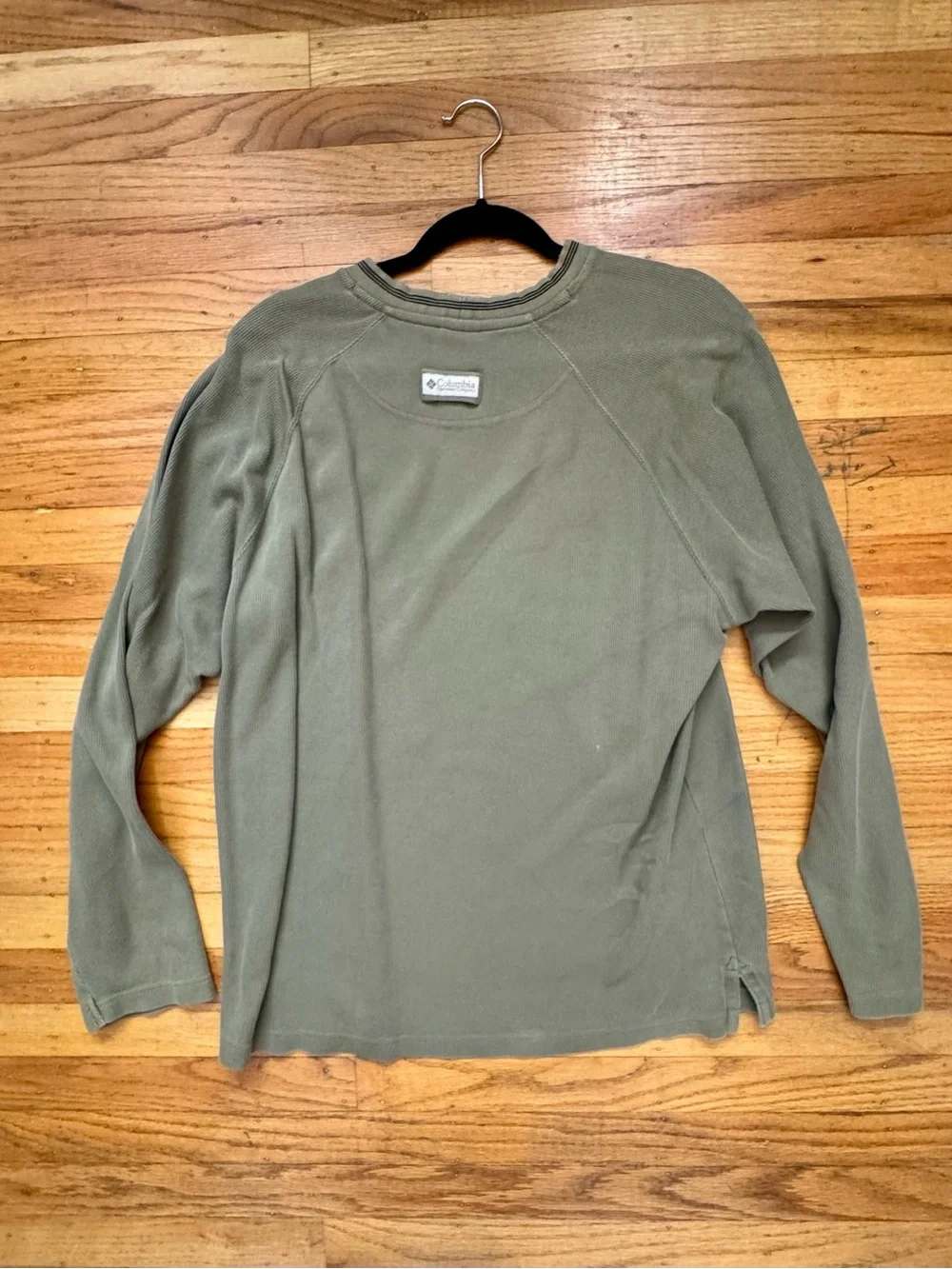 Vintage Columbia Sportswear Olive Waffle Knit Thermal Crewneck